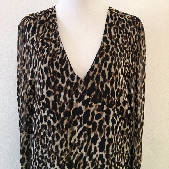 Banana Republic Animal Print Long Sleeve Dress 14 - Picture 2 of 8